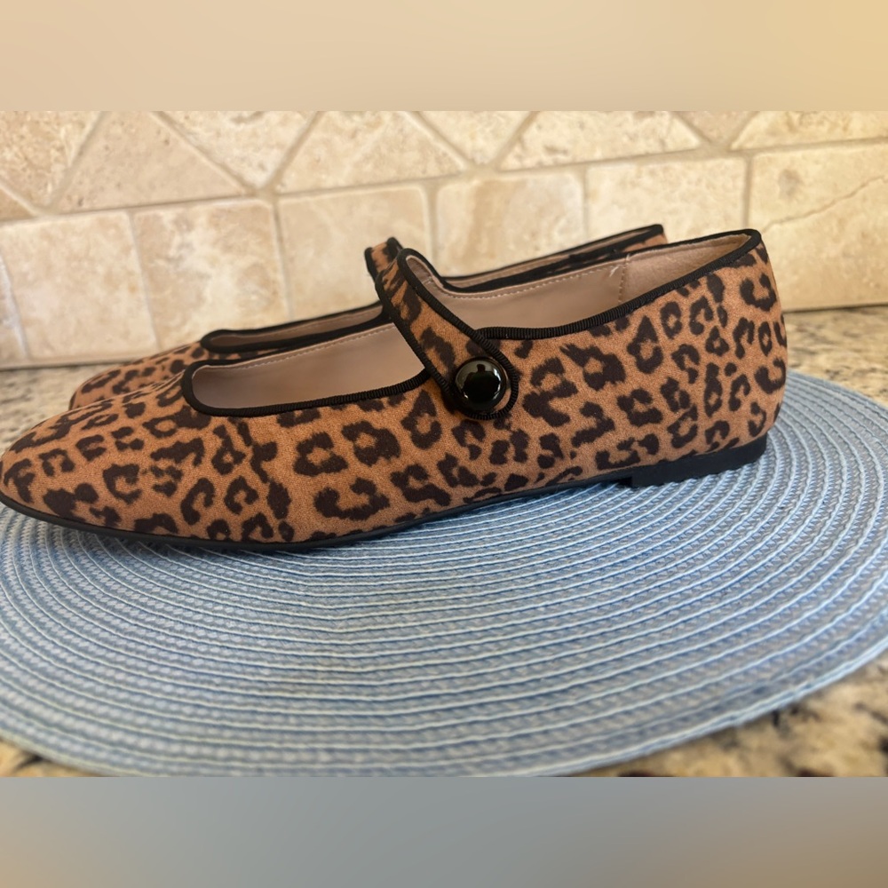 Michael by Michael Shannon Margaret Leopard Print Mary Jane Flat - Brown/Black - Picture 12 of 15